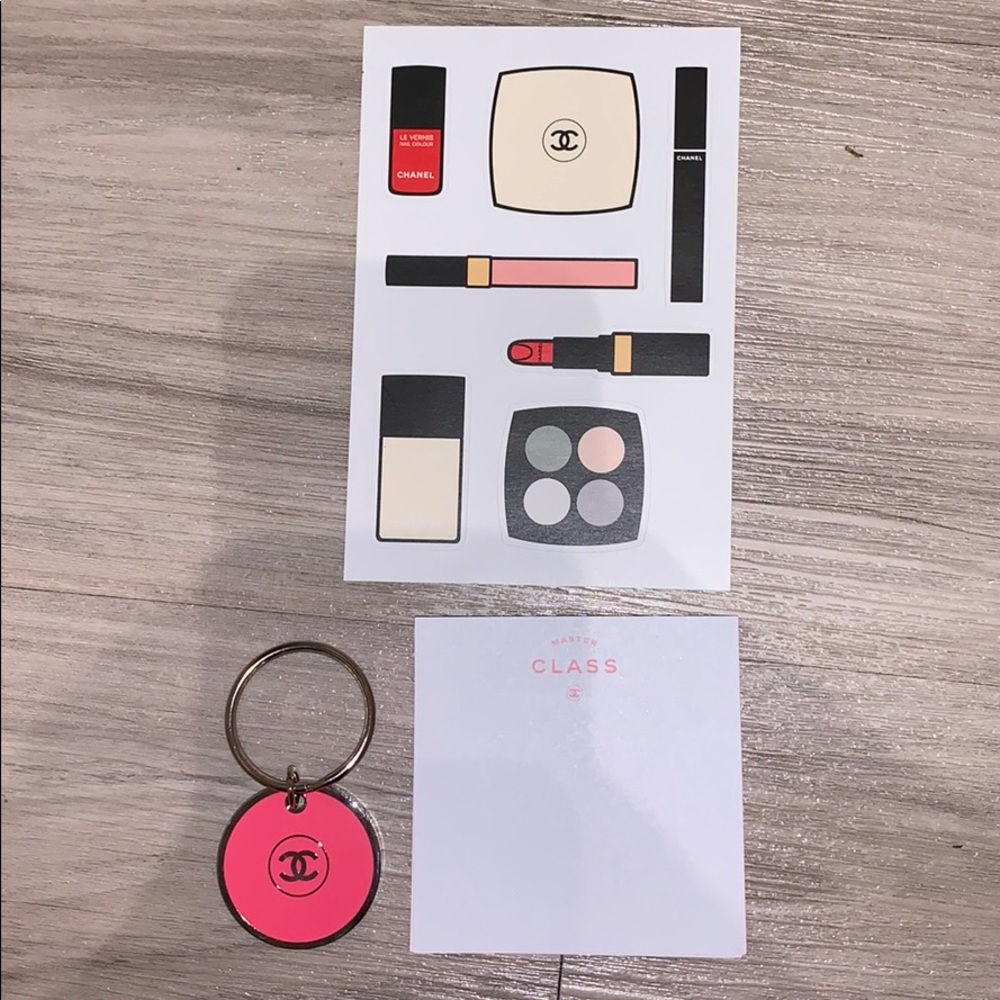 Chanel stickers, key chain and notepad